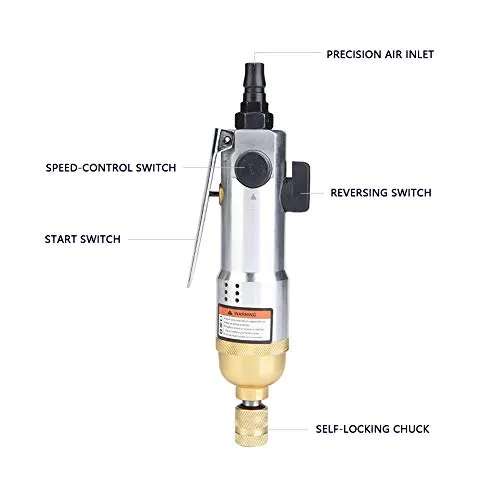 1/4" Pneumatic Air Screwdriver, 9000rpm Industrial Straight Hand Reversible Screw Driver for Manufacturing And Metal Auto Repair Pneumatic Tool