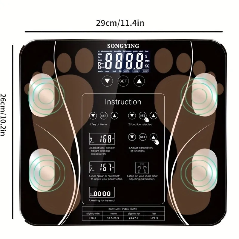 1pc Accurate Smart Electronic Scale - Measures Weight, Body Fat, and More - Compact, Battery-Free, Essential Bathroom Tool for Home Use