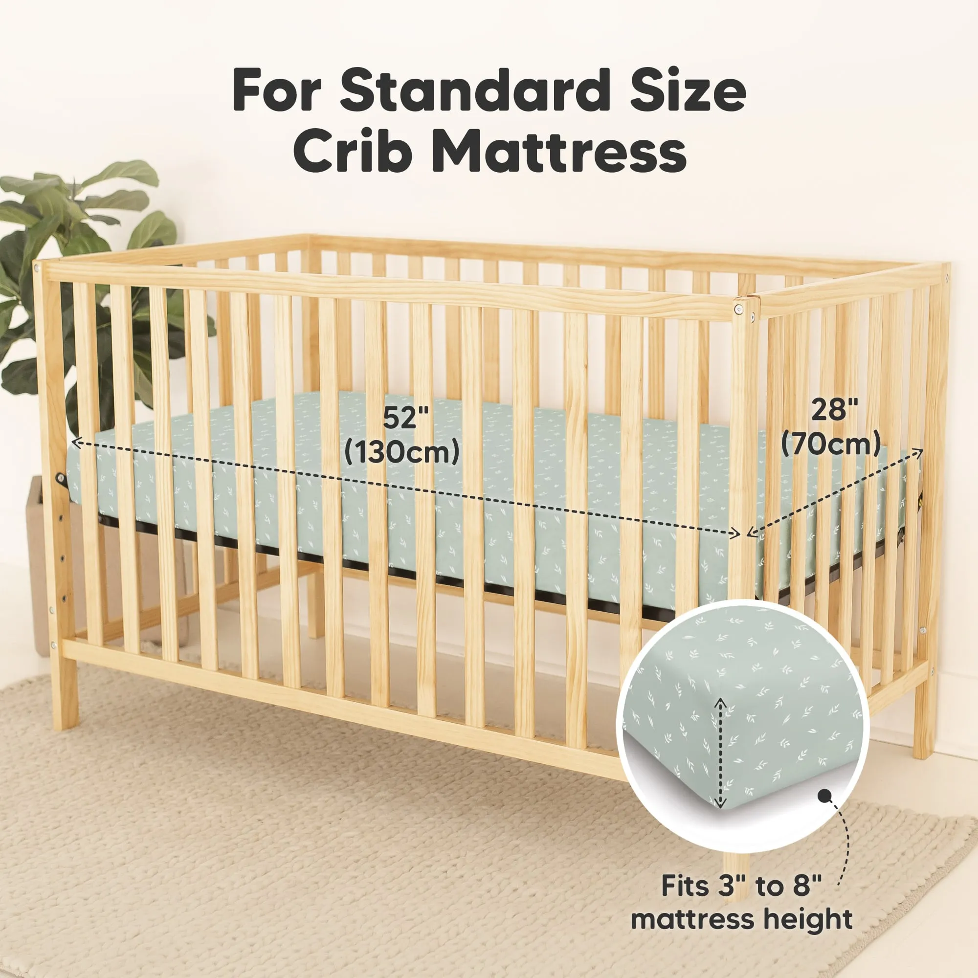 2-Pack Isla [Protect ] Waterproof Crib Sheets (Prairie)