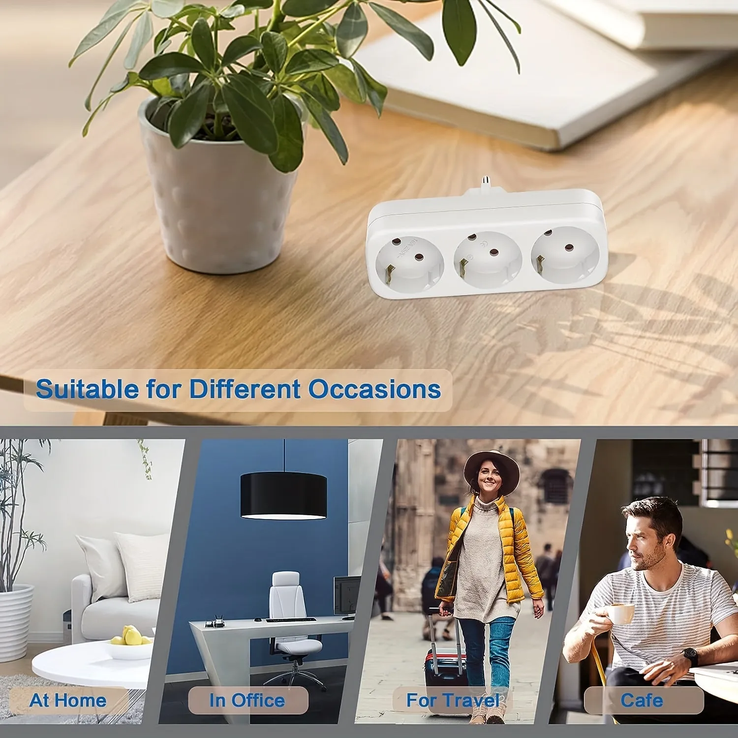 3Slot Multi Plug Adapter for Office Home Travel  Pack of 2