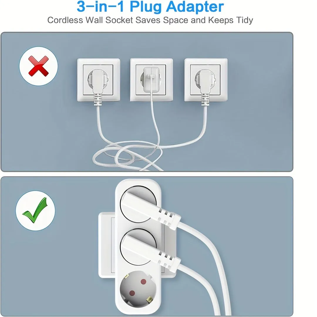 3Slot Multi Plug Adapter for Office Home Travel  Pack of 2