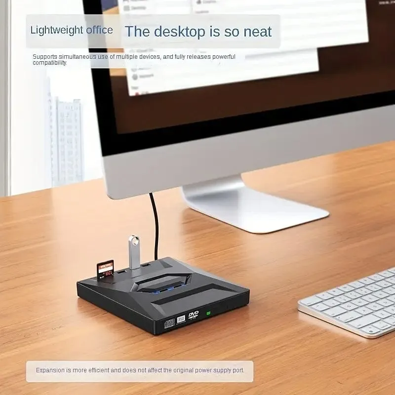 6-in-1 Portable USB 3.0 Ultra-Thin External DVD Recorder Drive