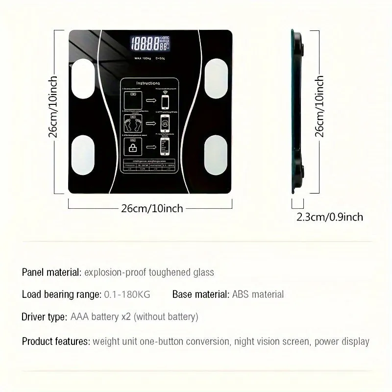 Accurate Body Fat Scale Plus - High-Precision Digital Weighing Machine with BMI Measurement, Body Composition Analysis, Muscle Mass, Bone Density, and Visceral Fat Tracking for Home Bathroom Bedroom Use