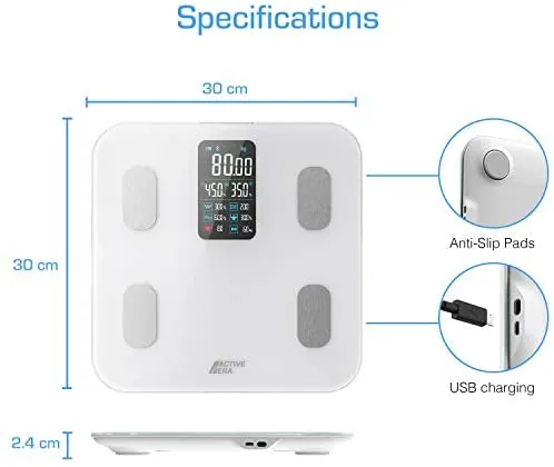 Active Era® Smart Bathroom Scales with Large LED Display - Bluetooth Digital Body Weight Scales with 16 Measurements