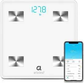 Arboleaf Digital Scale, Bluetooth Smart Scale Scales for Body Weight , Body Fat Monitor, 10 Key Composition, iOS Android APP, Unlimited Users, Auto Recognition, BMI, BMR