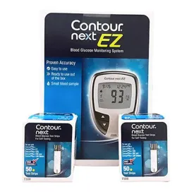 Bayer Contour Next EZ Glucose Meter Kit (Meter with 100 Test Strips)