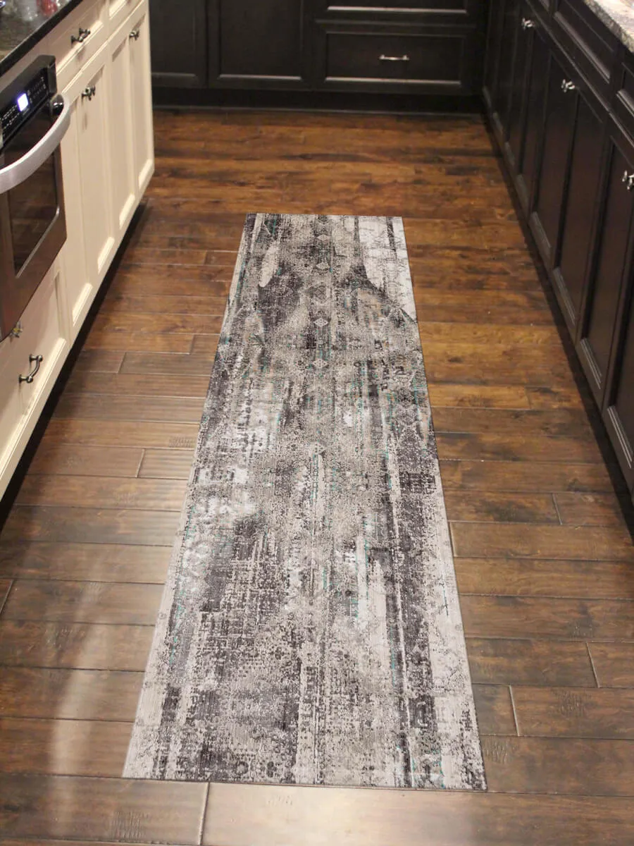 Cambridge Transitional Dove Gray Machine Made Rug 2'6"x8'