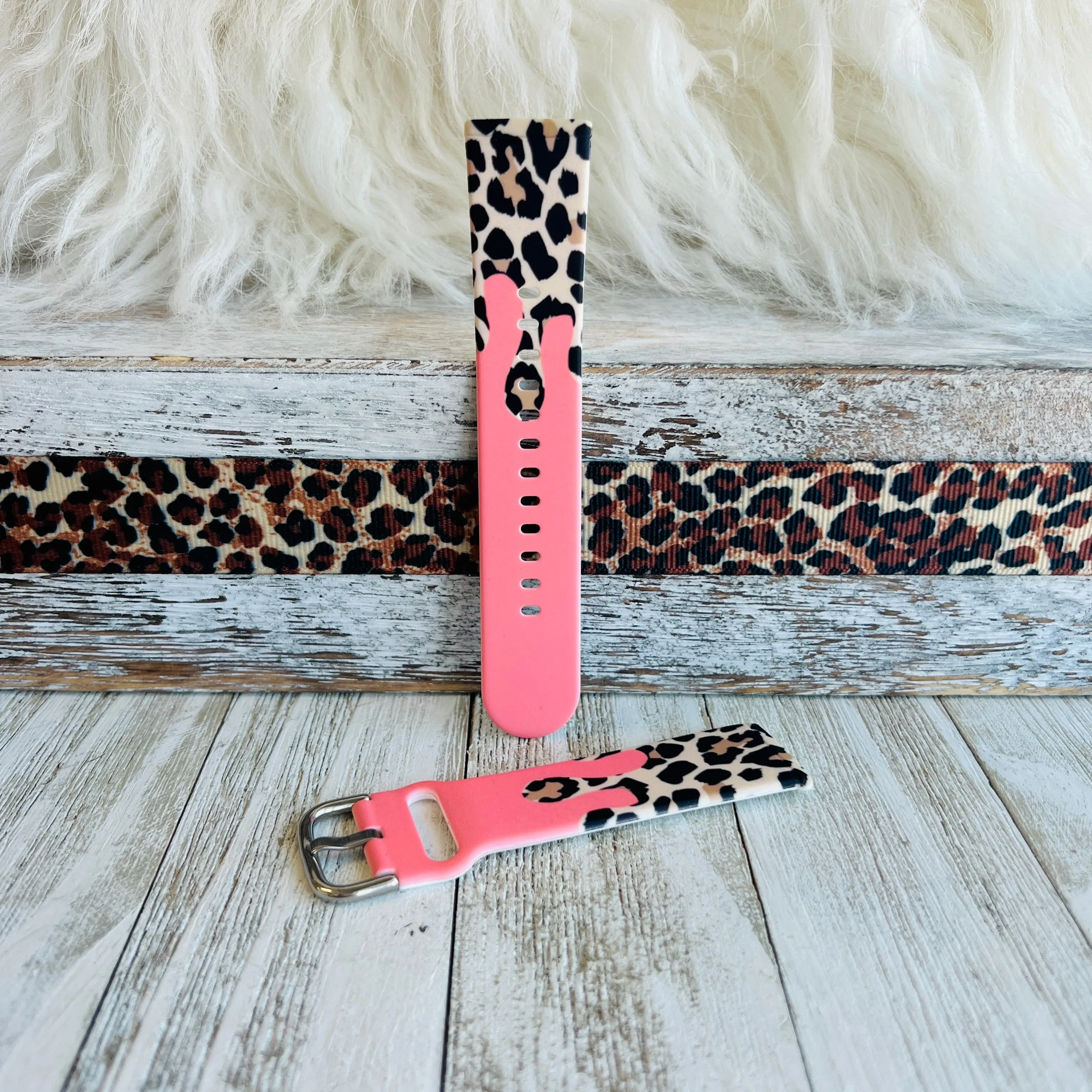 Coral Leopard Drip Print Silicone Band For Fitbit Versa 3/4/Sense