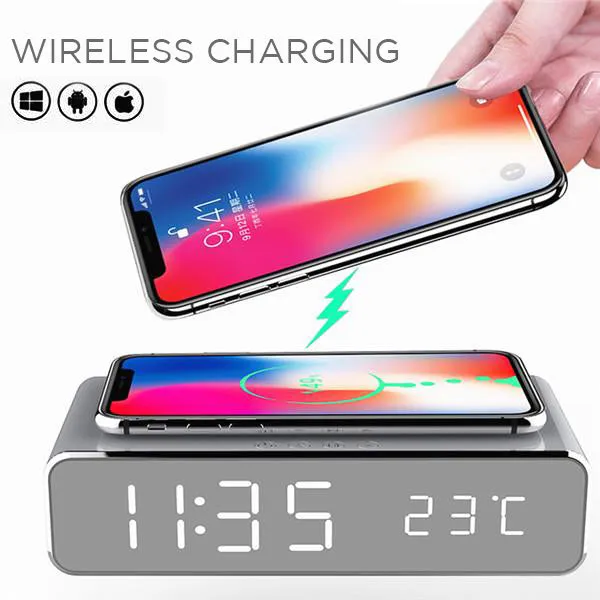 Digital Clock with Wireless Charging