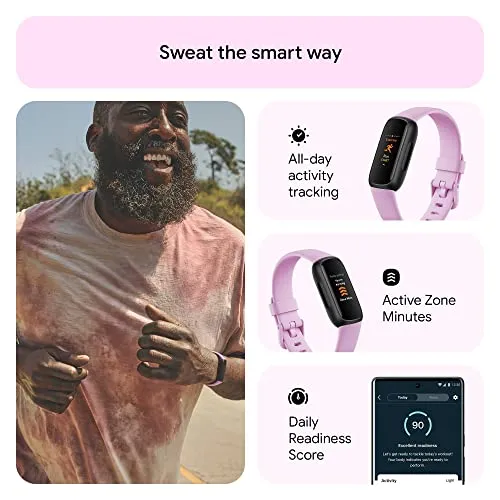 Fitbit Inspire 3 Health & Fitness Tracker with Stress Management, Workout Intensity, Sleep Tracking, 24/7 Heart Rate and more, Lilac Bliss/Black, One Size (S & L Bands Included)