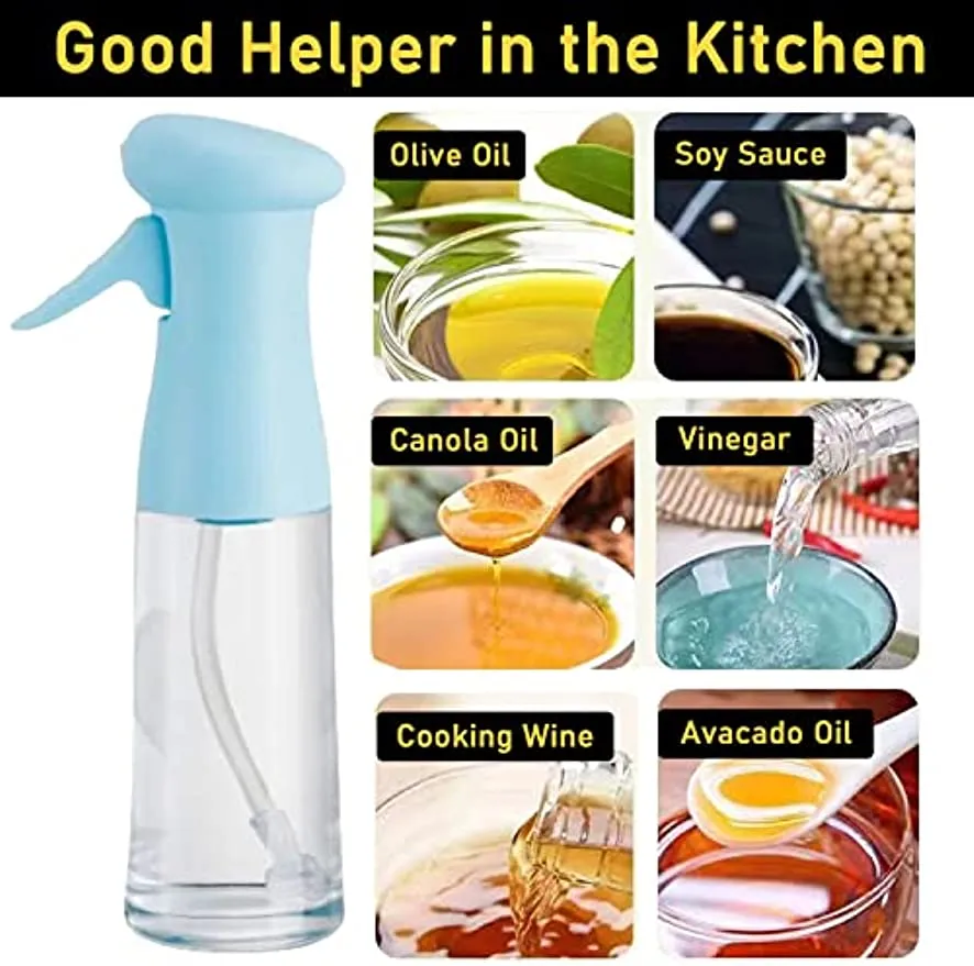 Fukosila Oil Sprayer for Cooking, Glass Olive Oil Spritzer for Air Fryer 7.4oz/210ml Oil Dispenser Bottle Spray Mister Frosted Kitchen Gadgets for BBQ, Salad, Baking, Salad, Grilling, Roasting