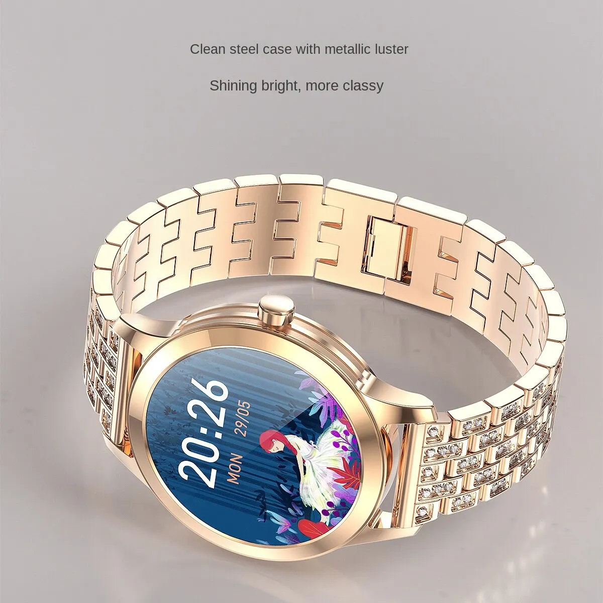 Full round Affordable Luxury Fashion Zinc Alloy 240*240 Resolution Physiological Cycle G1 Female Smart Watch