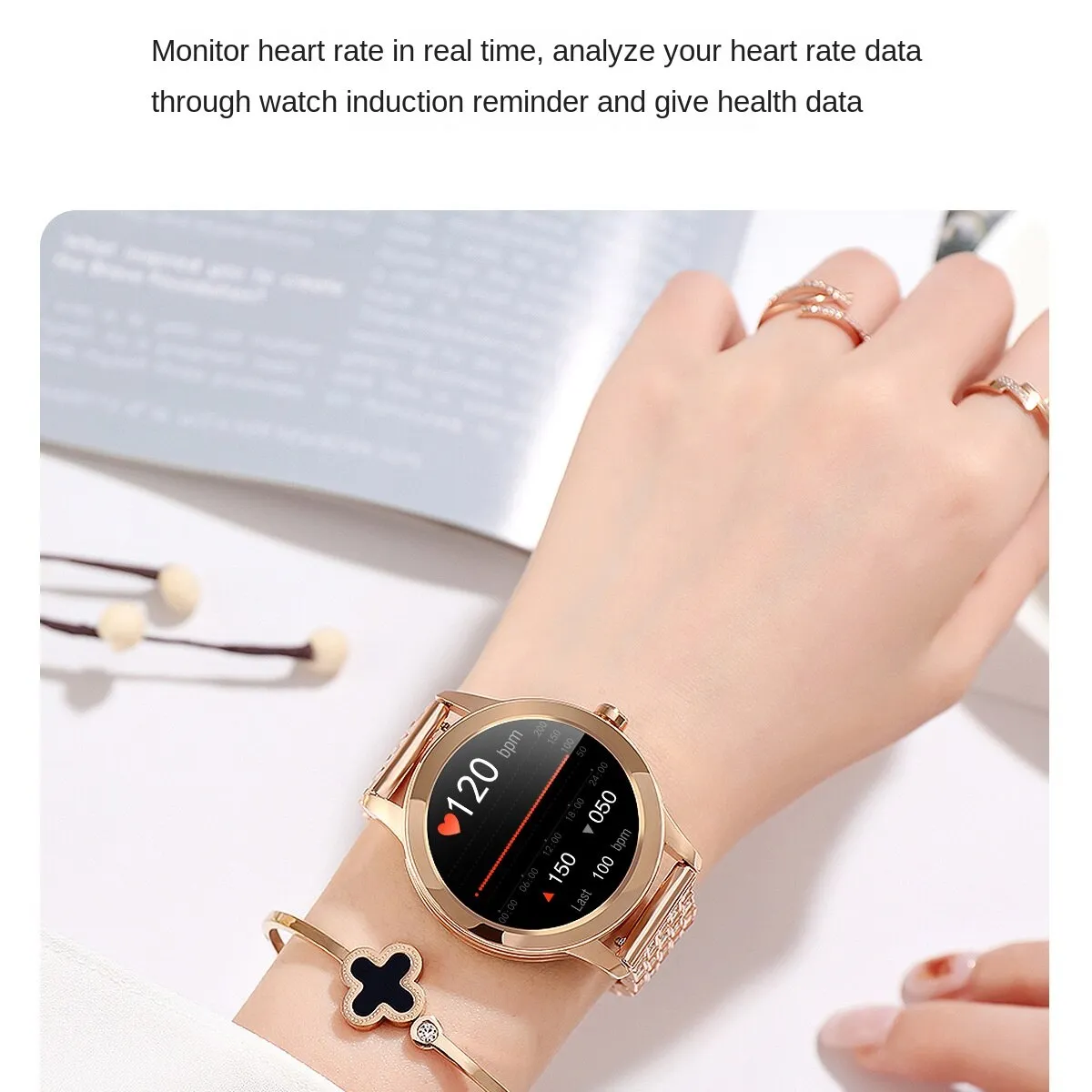 Full round Affordable Luxury Fashion Zinc Alloy 240*240 Resolution Physiological Cycle G1 Female Smart Watch