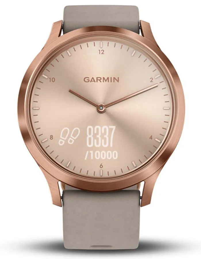 Garmin Vivomove HR Hybrid Smartwatch - Rose Gold - Gray Suede Strap -Extra Strap