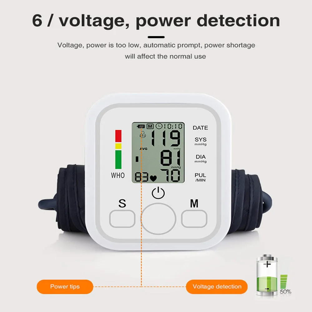 High Accuracy Digital Blood Pressure Monitor Sphygmomanometer - Battery Operated