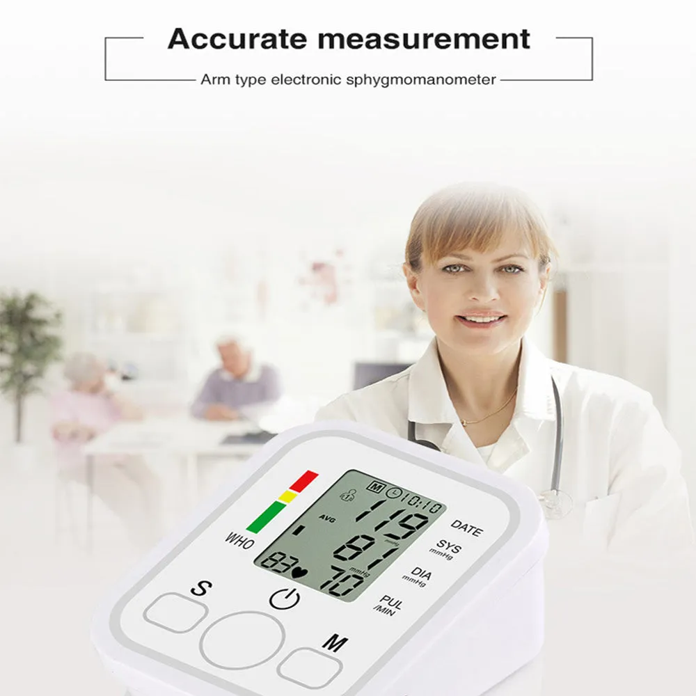 High Accuracy Digital Blood Pressure Monitor Sphygmomanometer - Battery Operated