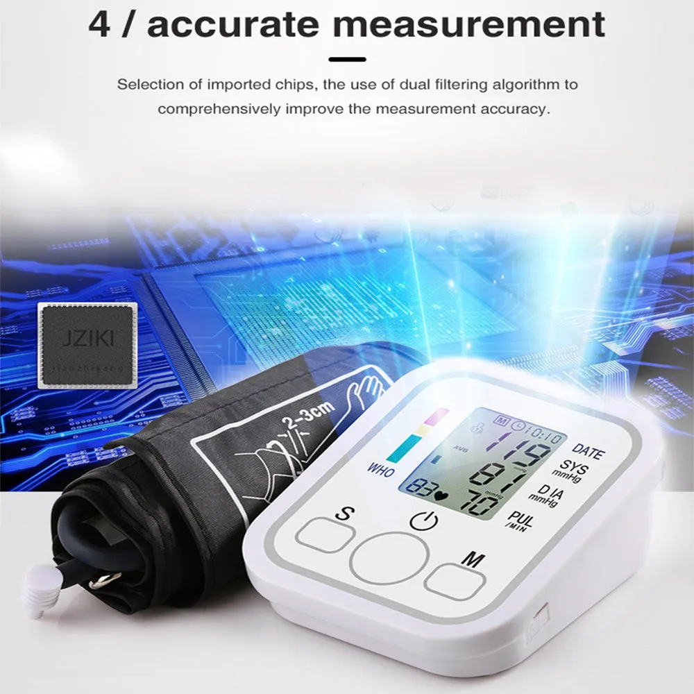 High Accuracy Digital Blood Pressure Monitor Sphygmomanometer - Battery Operated