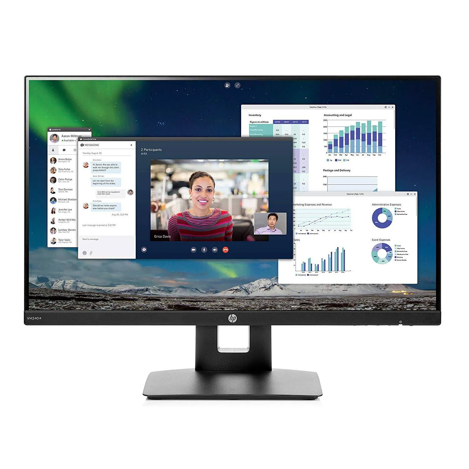 HP 23.8-inch FHD IPS Monitor with Tilt/Height Adjustment and Built-in Speakers (VH240a, Black)