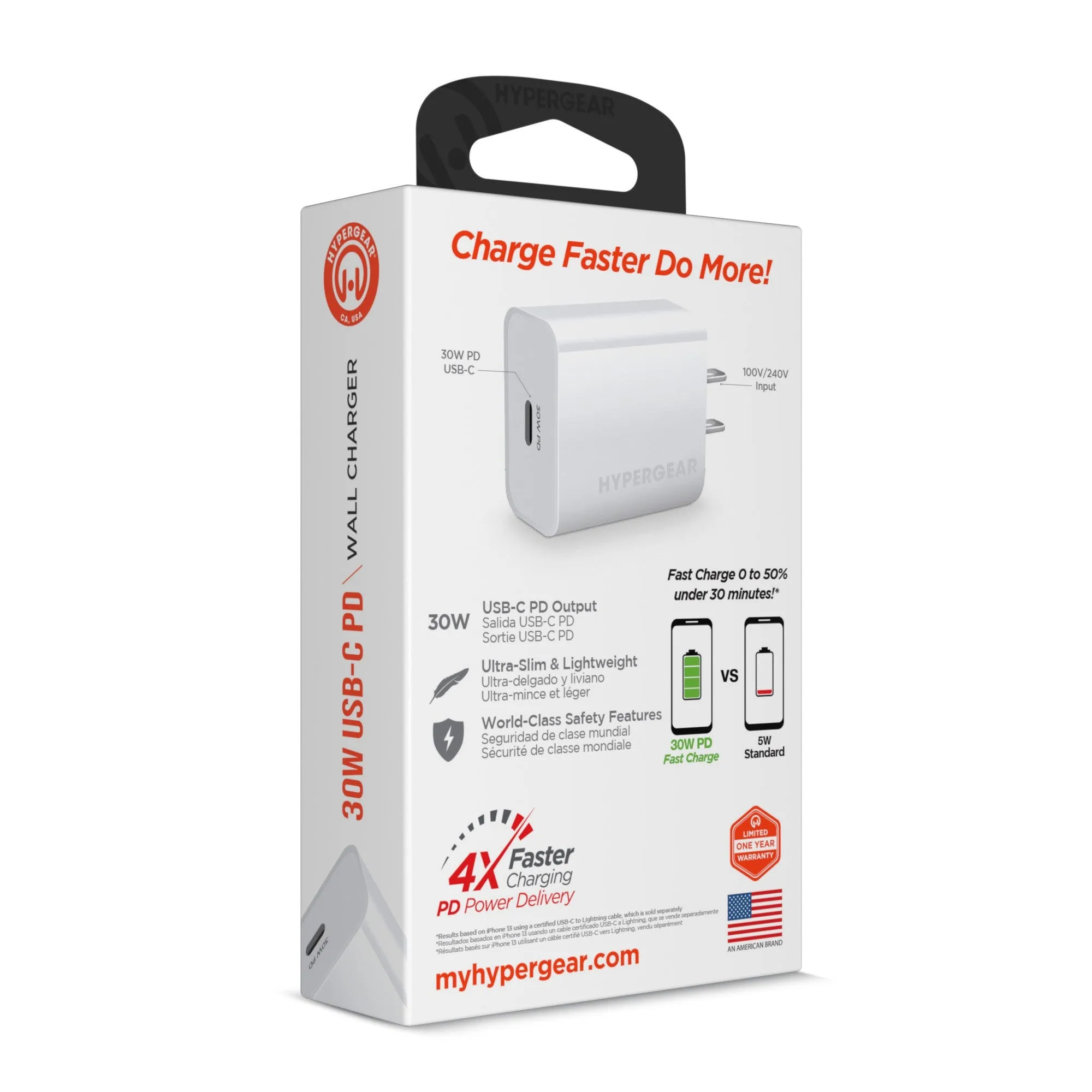 Hypergear 30W USB-C PD Wall Charger Hub - White - 15-10748