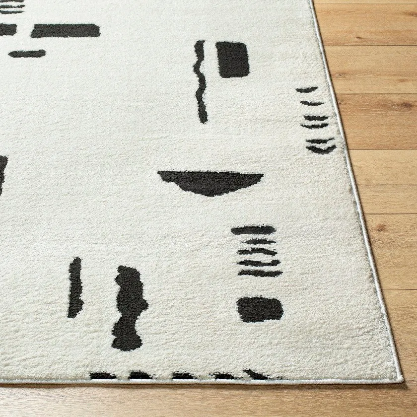 Keyauna Modern Ivory/Black Area Rug