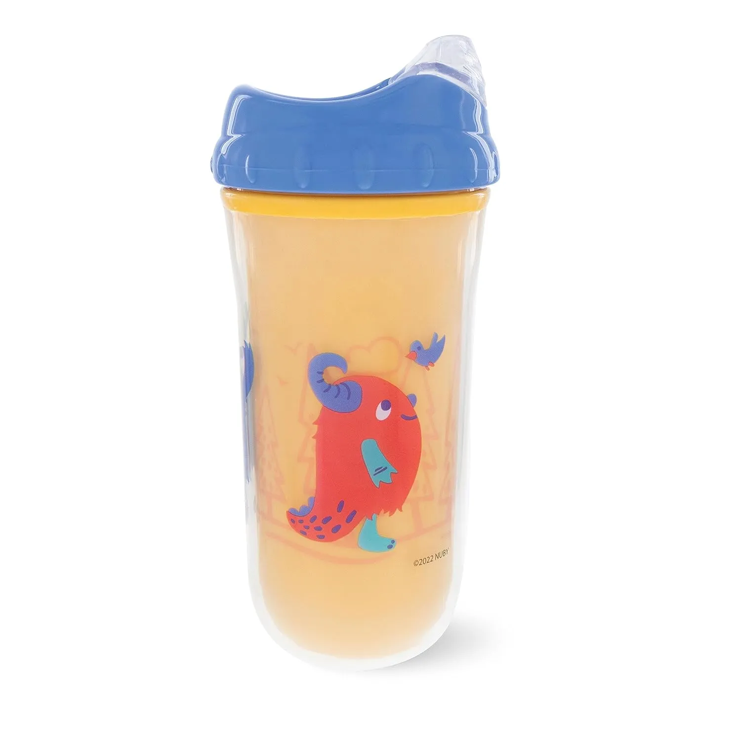 Nuby No-Spill Insulated Cool Sipper, 9 Ounce,  (Pack of 2) Blue Dino and Yellow Monster