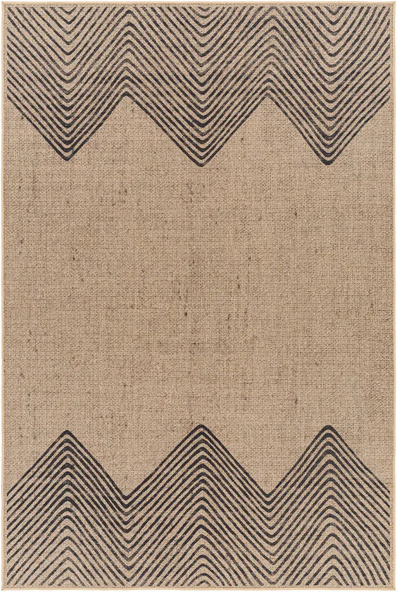 Nyomi Cottage Tan/Black Washable Area Rug