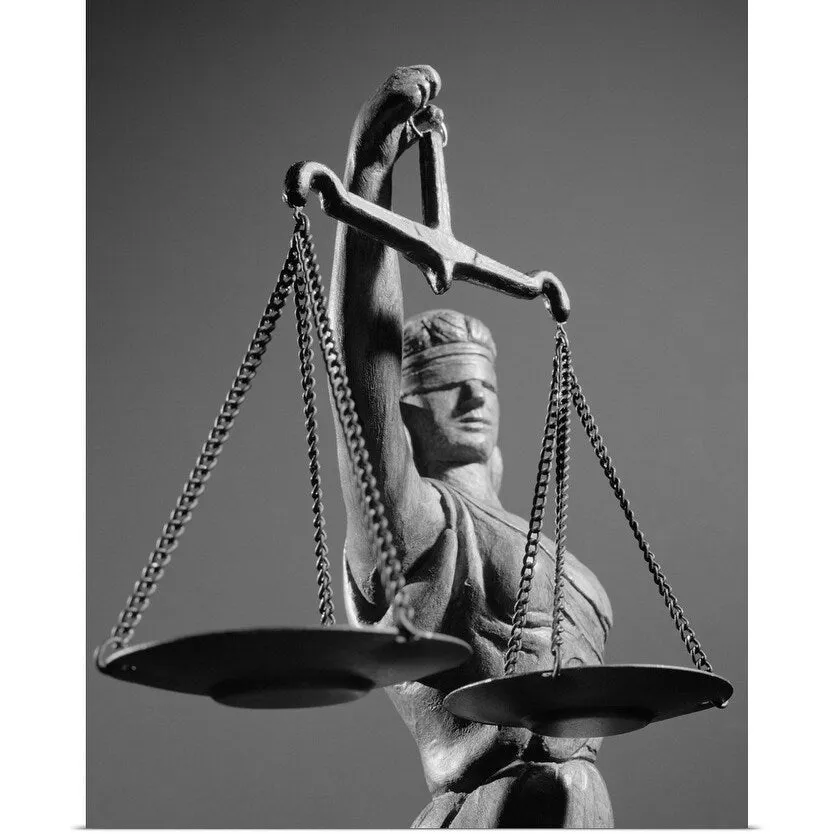 "1970's Statue Of Blind Justice Holding Scales" Poster Print - Multi