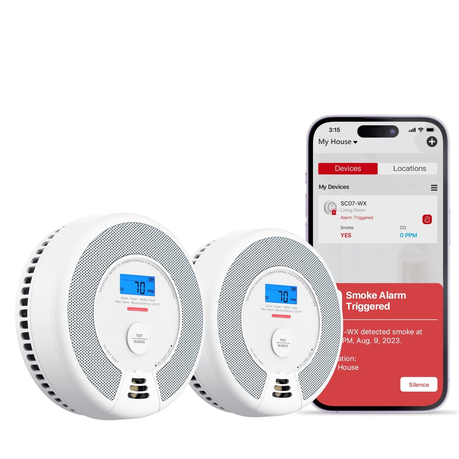 SC07-WX Smart Wifi Smoke & Carbon Monoxide Detector Combination Alarm with LCD