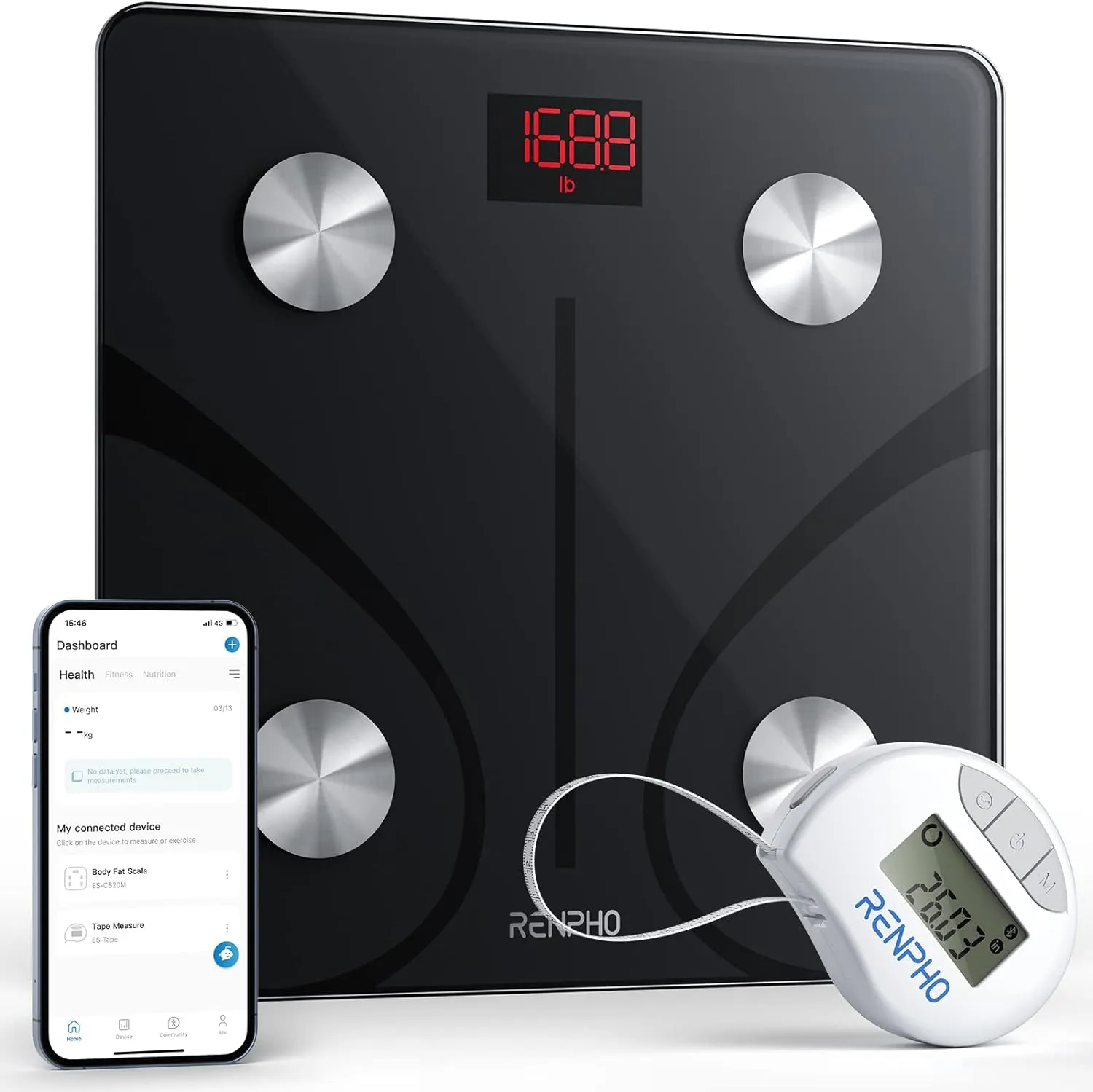 Smart Bluetooth Body Weight Scale with BMI & Body Fat Monitor, 400 lbs Capacity