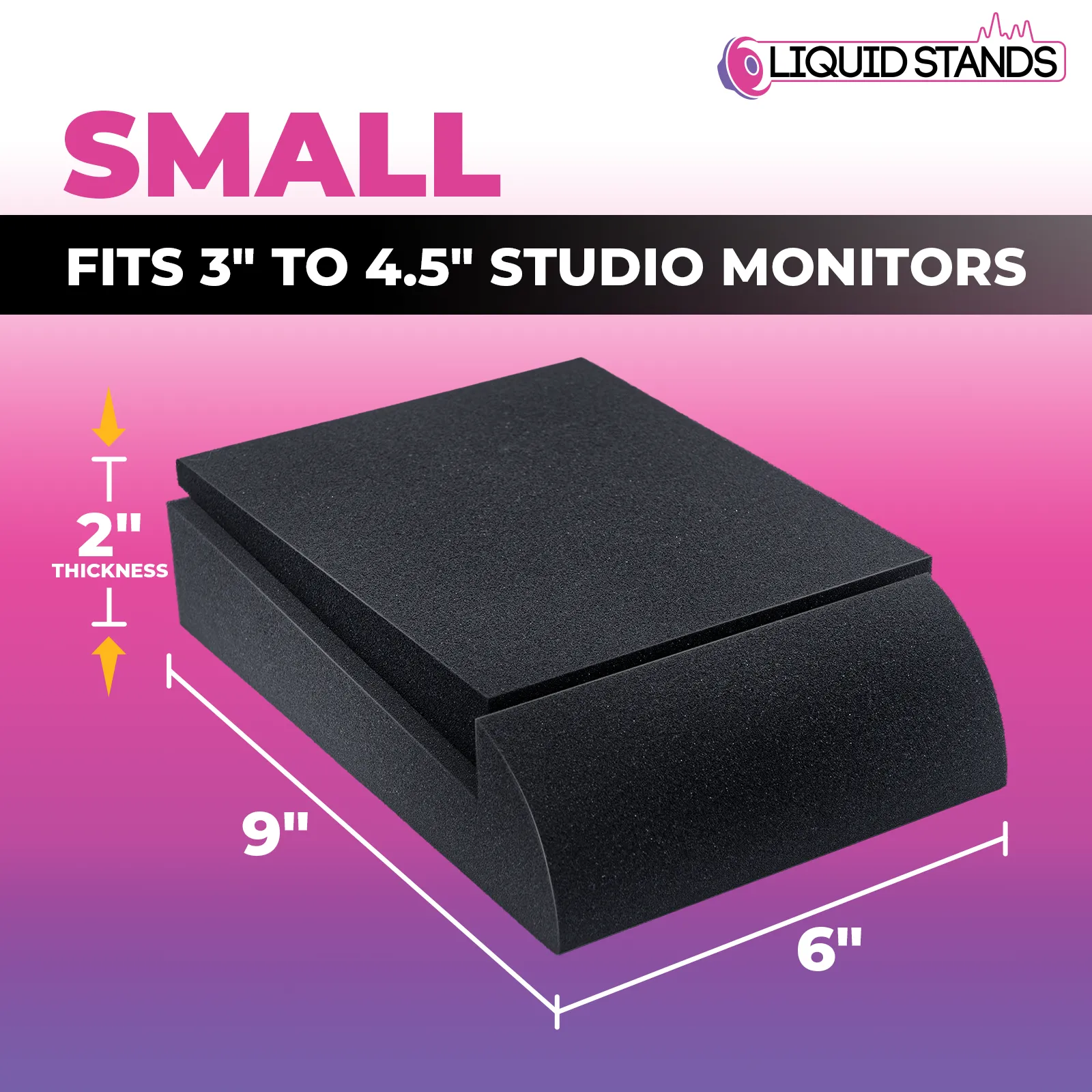 Studio Monitor Sound Isolation Pads for Speakers- 3-4.5" (Small)