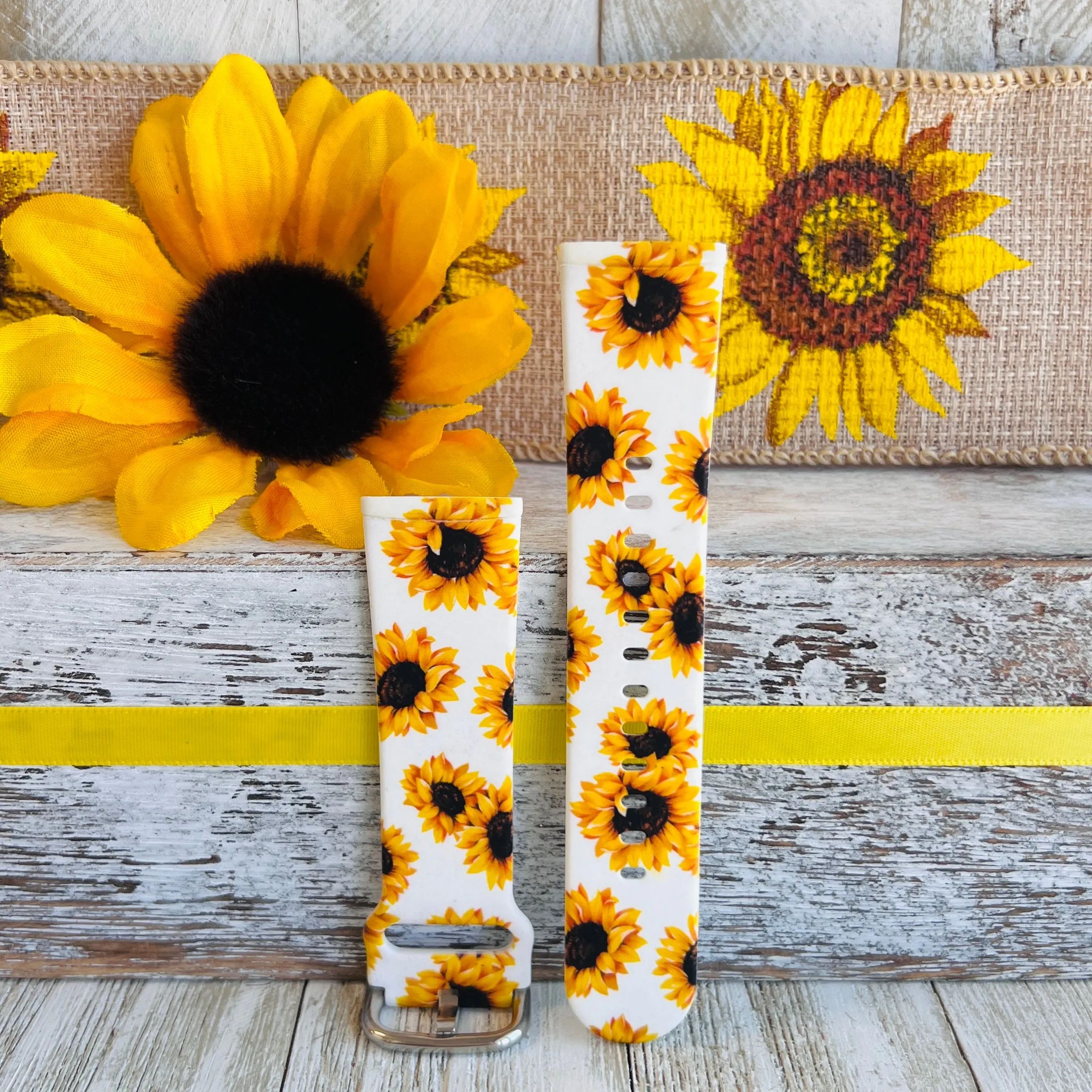 Sunflower White Background Print Silicone Band For Fitbit Versa 3/4/Sense