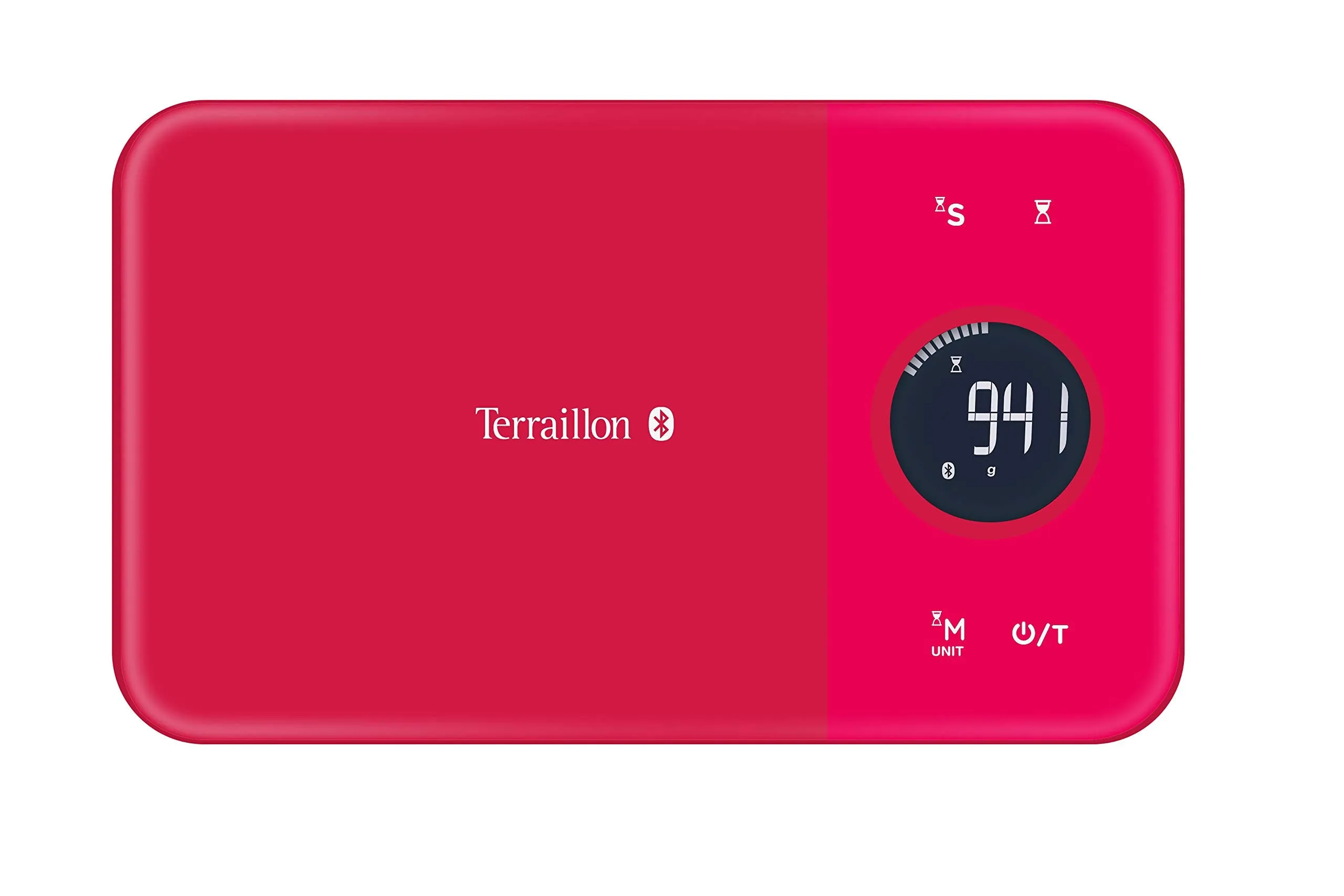 Terraillon 14414 Connected Kitchen Scales, for Smartphone/Tablet, Monitor Your Energy Intake, Tare Function, Liquid Conversion, Timer, Bluetooth Smart, 5 kg, NutriTab, Cranberry Red