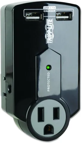 Tripp Lite 3 Outlet Portable Surge Protector Power Strip, Direct Plug In, 2 USB, $5,000 Insurance (SK120USB)