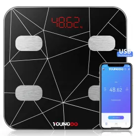 YOUNGDO Bluetooth Body Fat Scale,Bathroom Scales Digital Weight Weighing BMI Scale Body Composition Analyzer Monitors with 23 Health Measurements,Sync Data with Apple Health, Google Fit & Fitbit APP